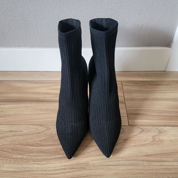 Kurt Geiger London Barbican Knit Sock Pointed Toe Mid Calf Stiletto Boot Black - Picture 6 of 15